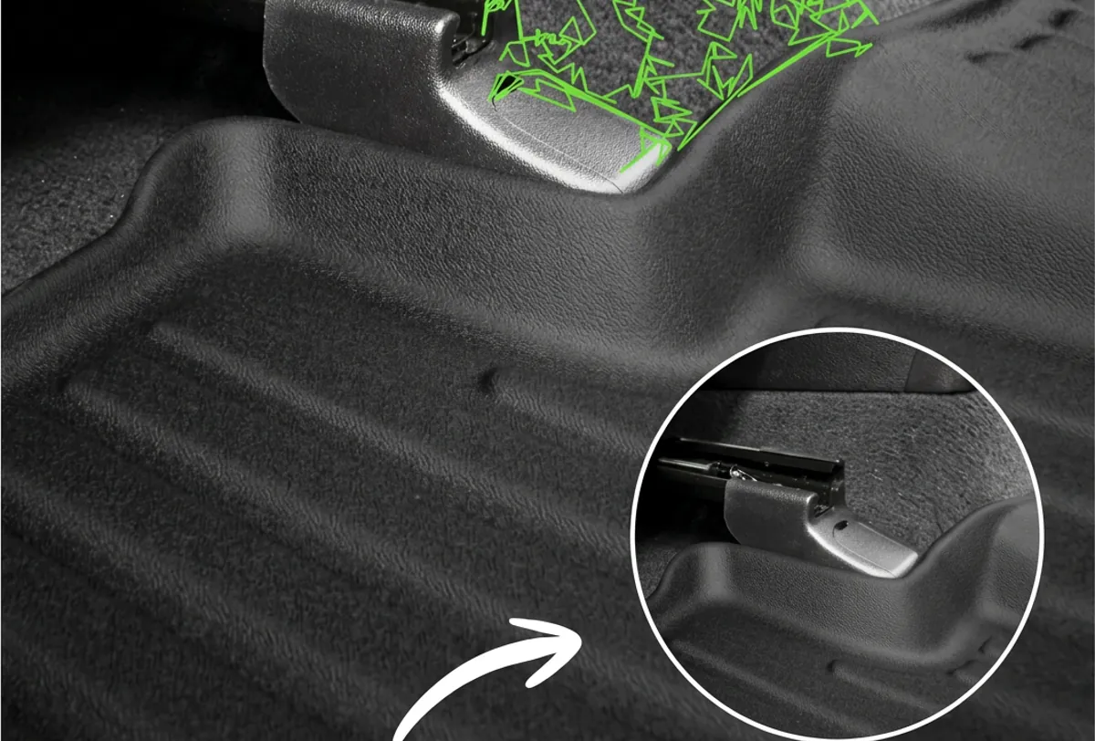 Detalhe do encaixe do tapete 3D