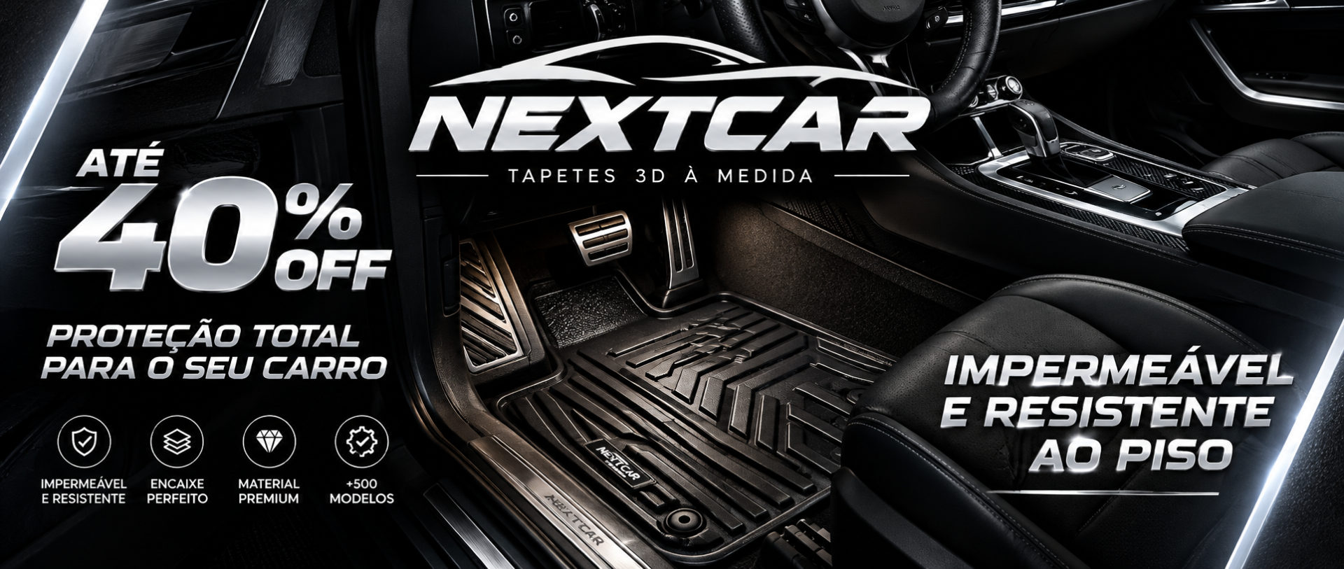 Nextcar: tapetes 3D à medida, até 40% de desconto. Impermeável, encaixe perfeito, material premium, mais de 500 modelos.